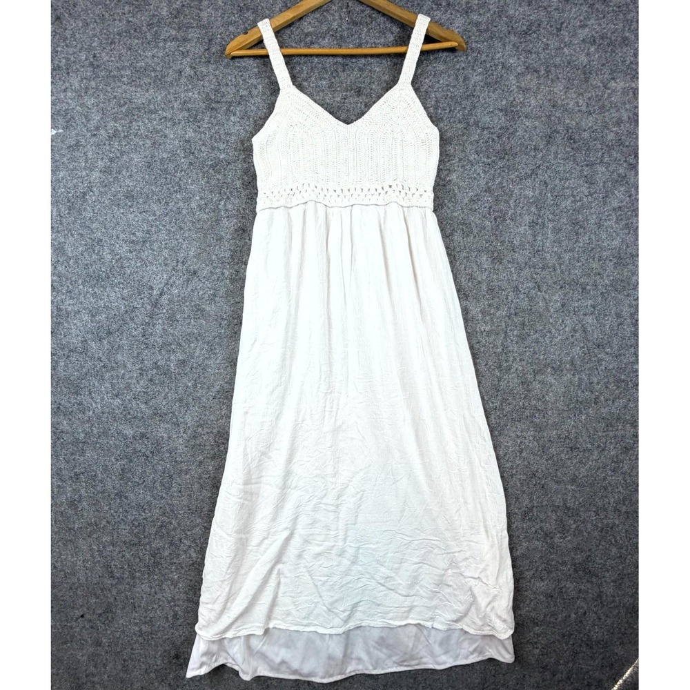 Sincerely Jules Maxi Dress Womens White V-Neck Crochet Bodice Boho Cottagecore